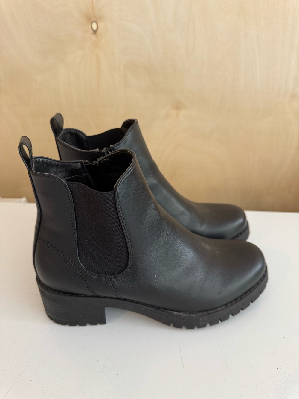 Women's Black Chelsea Booties with Lug Sole